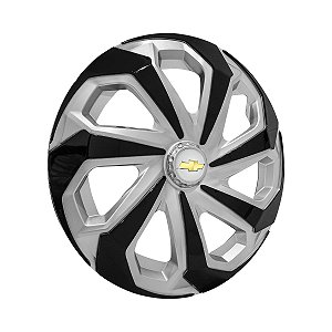 Calota Esportiva Aro 15 Spider Silver/Black Emblema GM Prata