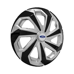Jogo Calota Esportiva Aro 15 Spider Silver/Black emblema Ford Prata