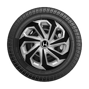 Jogo Calota Esportiva Aro 15 Spider Silver/Black emblema Honda Preto