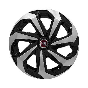 Calota Esportiva Aro 15 Spider Black/Silver emblema Fiat Vermelho