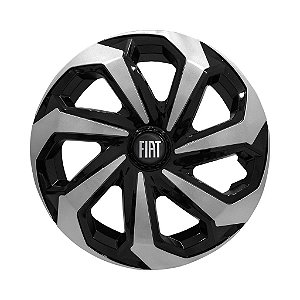 Calota Esportiva Aro 15 Spider Black/Silver emblema Fiat Preto