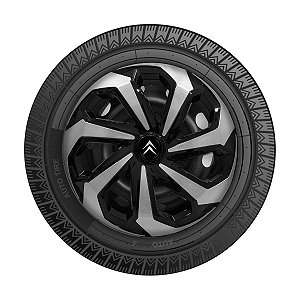 Jogo Calota Esportiva Aro 15 Spider Black/Silver emblema Citroen