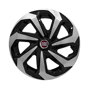 Jogo Calota Esportiva Aro 15 Spider Black/Silver emblema Fiat Vermelho