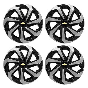 Jogo Calota Esportiva Aro 15 Spider Black/Silver emblema GM Preto
