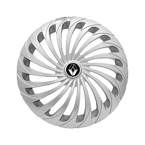 Calota Esportiva Aro 15 Twister Silver emblema Renault Preto