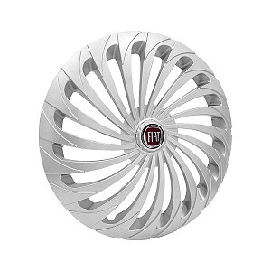 Jogo Calota Esportiva Aro 15 Twister Silver emblema Fiat Vermelho