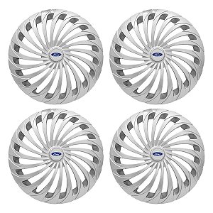 Jogo Calota Esportiva Aro 15 Twister Silver emblema Ford Prata