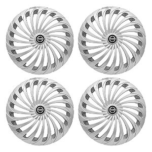Jogo Calota Esportiva Aro 15 Twister Silver emblema Nissan