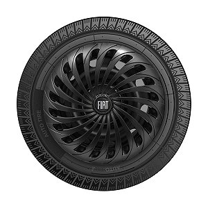 Calota Esportiva Aro 14 Twister Graphite emblema Fiat Preto