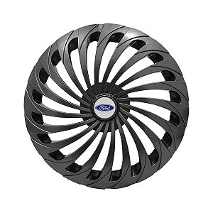 Calota Esportiva Aro 14 Twister Graphite emblema Ford Prata