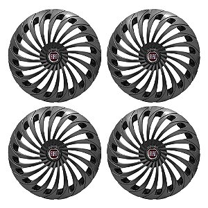 Jogo Calota Esportiva Aro 14 Twister Graphite emblema Fiat Vermelho