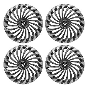 Jogo Calota Esportiva Aro 14 Twister Graphite/Silver emblema Renault Preto