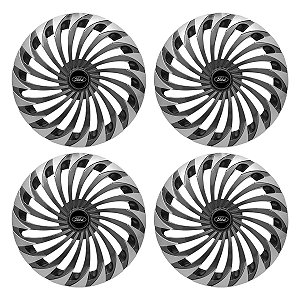 Jogo Calota Esportiva Aro 14 Twister Graphite/Silver emblema Ford Preto