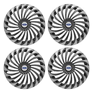 Jogo Calota Esportiva Aro 14 Twister Graphite/Silver emblema Ford Prata