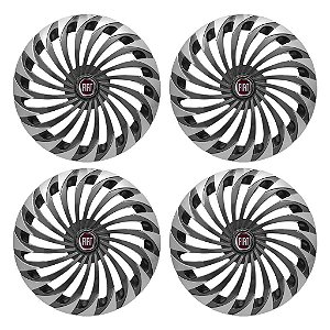Jogo Calota Esportiva Aro 14 Twister Graphite/Silver emblema Fiat Vermelho