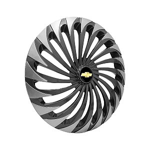 Calota Esportiva Aro 14 Twister Graphite/Silver emblema GM Preto