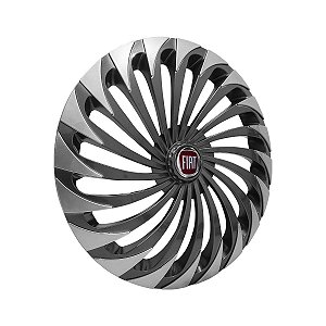Calota Esportiva Aro 14 Twister Graphite/Silver emblema Fiat Vermelho