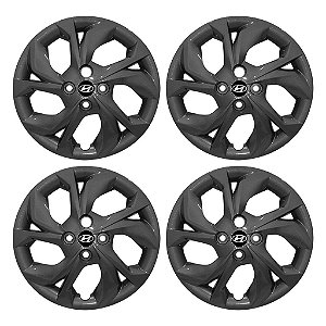 Jogo Calota Aro 15 Hyundai Hb20 2020/2022 Grafite Brilhante emblema resinado