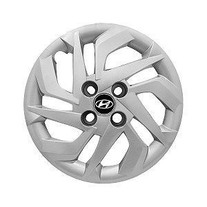 Calota Aro 14 Hyundai HB20 Prata emblema resinado preto