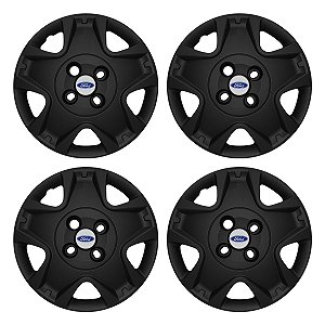 Jogo Calota Aro 14 Ford Fiesta Hatch Sedan 2011/2012 Preta Fosca