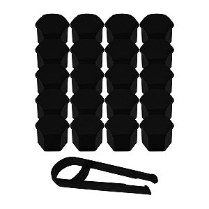 Capa de Parafuso sextavado 17mm Preta 20 peças
