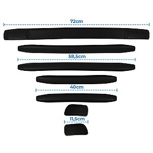 Kit Friso Protetor Parachoque Universl Preto 7 peças
