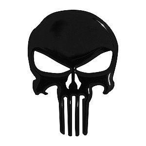 Adesivo Caveira Justiceiro Resinado Preto