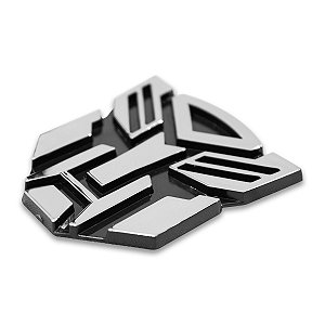 Emblema Adesivo Transformers Cromado C/ Preto 7,5 cm x 8 cm
