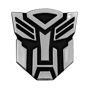 Emblema Adesivo Transformers Cromado C/ Preto 7,5 cm x 8 cm