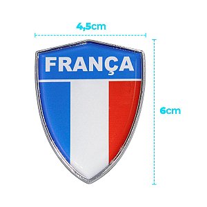 Emblema Escudo Da França Com Moldura Cromada 6 Cm x 4,5 cm