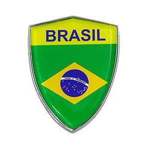 Emblema Escudo Do Brasil Com Moldura Cromada 6 Cm x 4,5 cm