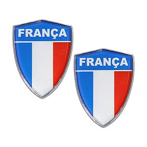 Par Emblema Escudo Da França Com Moldura Cromada 6 Cm x 4,5 cm