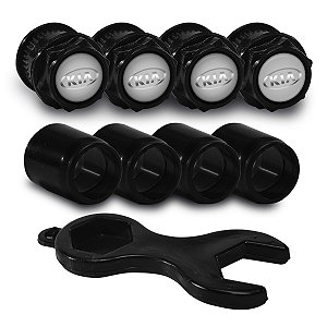 Bicos Capa de Válvula Preto Pneu Emblema Kia Prata