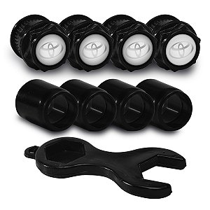 Tampa Bico Valvula Antifurto Pneu Capa Preto Emblema Toyota