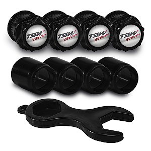 Tampa Bico Valvula Antifurto Pneu Capa Preto Emblema TSW