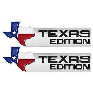 Par Emblema Adesivo Texas Edition Cromado C/ Preto 5 cm x 16 cm