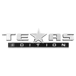 Emblema LetreiroTexas Edition Cromado C/ Preto 7 cm x 25 cm