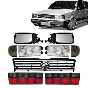 Kit Farol Pisca Lanterna Grade Completa E Retrovisor Gol Quadrado 1991/1994 Fumê
