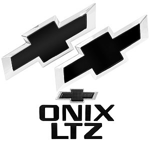 Kit Emblemas Do Onix Grade Volante Mala e Letreiro Onix e LTZ Black Piano