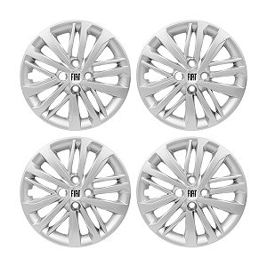 Jogo Calota Aro 15 Prata Fiat Cronos 2023 2024 Emblema Resinado