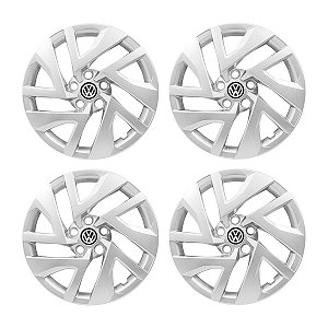 Jogo Calota Aro 15 Prata Vw Virtus 2023 2024 Emblema Resinado