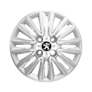 Jogo Calota Aro 15 Peugeot 2008 15/20 Prata Emblema Resinado