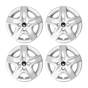 Jogo Calota Aro 15 Sandero/logan 2021 Prata Emblema Resinado