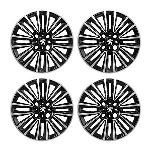 Jogo Calota Aro 14 Peugeot 2008 2015/2020 Preta Com Prata