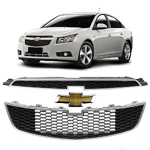 Kit Grade Cruze 2010 Até 2014 Completa Friso Cromado Com Emblema