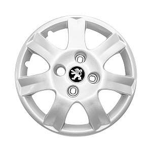 Calota Aro 14 Peugeot 206 207 307 2010 Até 2016 Prata + Emblema
