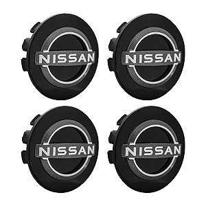 Jogo Calota Meio Roda Logo Novo Nissan Kicks 2016 Até 2024 51mm Preta