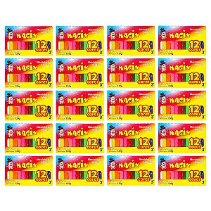 Kit 20 Massinha De Modelar 12 Cores Magix 130g Multicolor