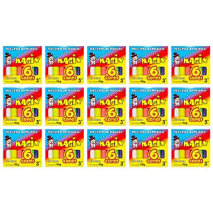 Kit 15 Massinha De Modelar 6 Cores Magix 90g Multicolor