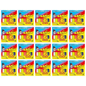 Kit 20 Massinha De Modelar 6 Cores Magix 90g Multicolor